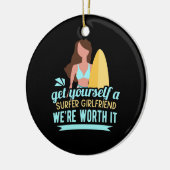 Surfer Girlfriend Keramik Ornament (Links)