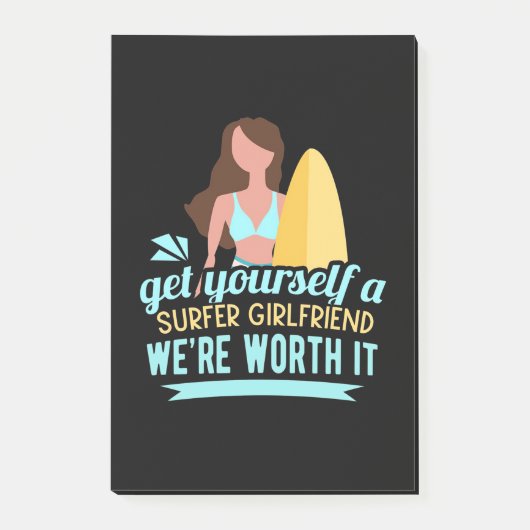 Surfer Girlfriend Post-it Klebezettel (Vorderseite)