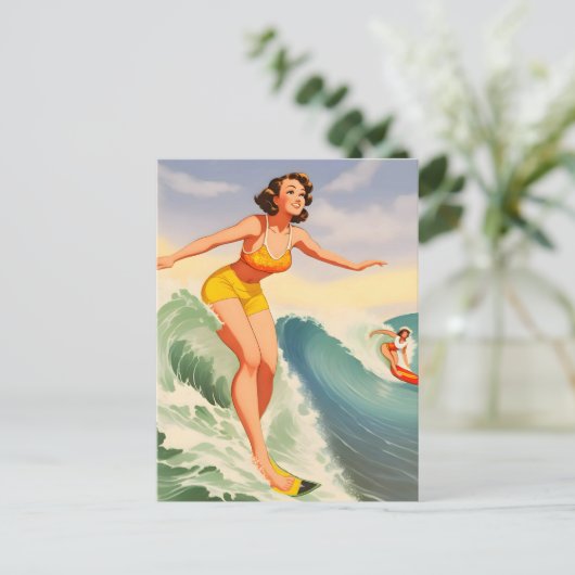 Surfer Girls Postkarte (Stehend Vorderseite)