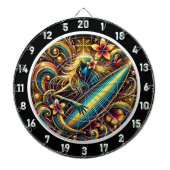 Surfer Glow mit tropischer Sonnenuntergang Art Dartscheibe (vorne)