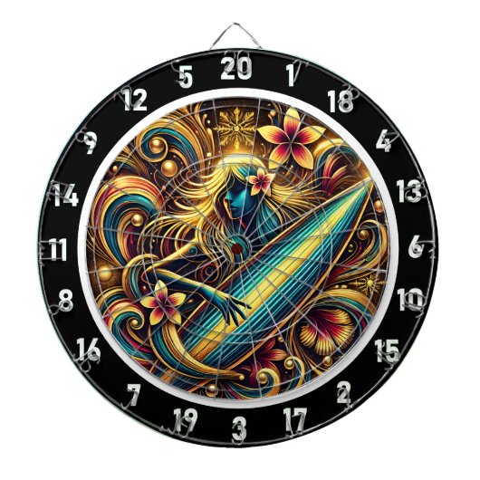 Surfer Glow mit tropischer Sonnenuntergang Art Dartscheibe (vorne)