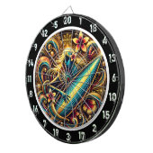 Surfer Glow mit tropischer Sonnenuntergang Art Dartscheibe (Vorderseite rechts)