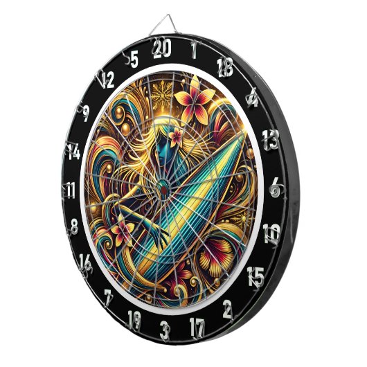 Surfer Glow mit tropischer Sonnenuntergang Art Dartscheibe (Vorderseite rechts)