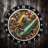 Surfer Glow mit tropischer Sonnenuntergang Art Dartscheibe