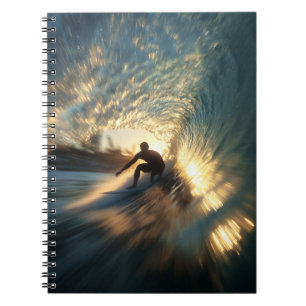 Surfer Golden Wave Tunnel Notebook Notizblock