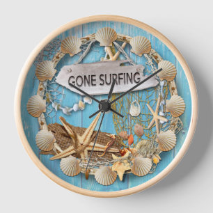 Surfer-Gone-Surfen, Muschel Wanduhr