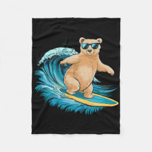 Surfer Grizzlybär Strand Sommer Surfbrett Surfen Fleecedecke