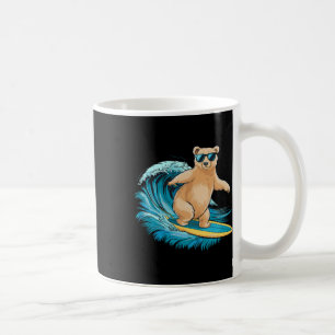 Surfer Grizzlybär Strand Sommer Surfbrett Surfen Kaffeetasse