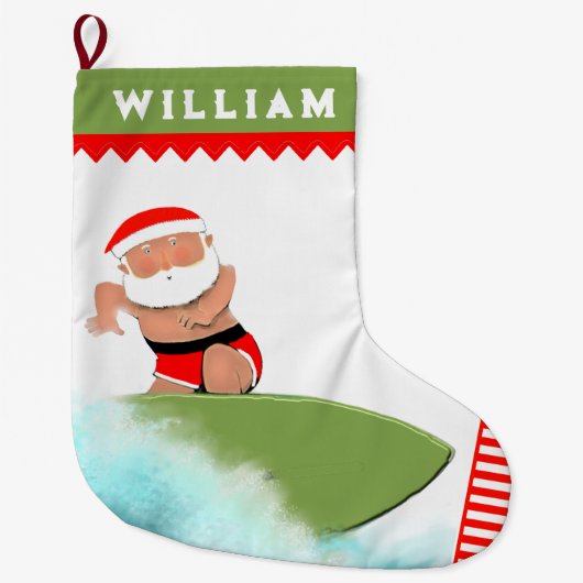 Surfer Großer Weihnachtsstrumpf (Vorderseite)