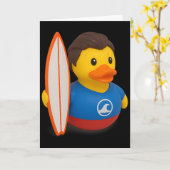 Surfer-Gummiente mit Surfbrett Männer Frauen Kind Karte (Gelbe Blume)