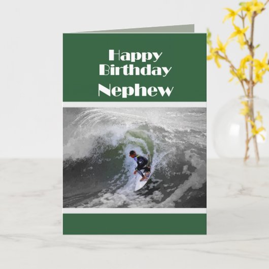 Surfer Happy Birthday Nephew Card Karte (Gelbe Blume)
