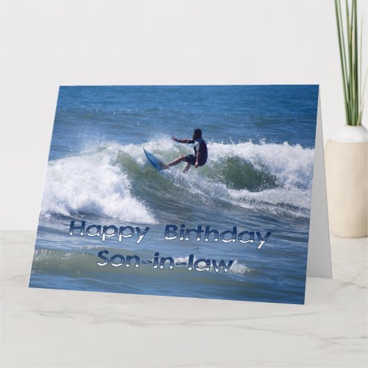 Surfer Happy Birthday Son-in-Law Karte (Vorderseite)