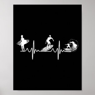 Surfer-Herzschlag - Surfliebhaber Sport Athlet S Poster