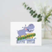 Surfer Hippopotamus Postkarte (Stehend Vorderseite)