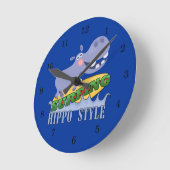 Surfer Hippopotamus Runde Wanduhr (Winkel)
