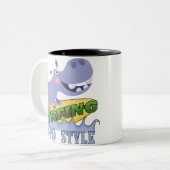 Surfer Hippopotamus Zweifarbige Tasse (Vorderseite Links)