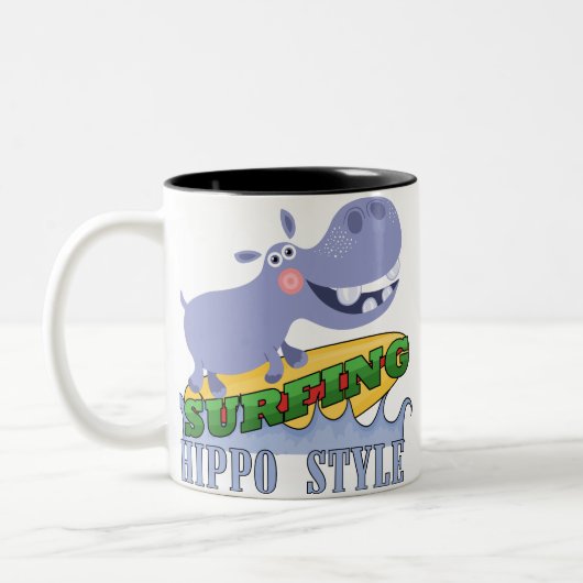 Surfer Hippopotamus Zweifarbige Tasse (Links)