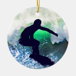 Surfer in der großen Welle Keramikornament