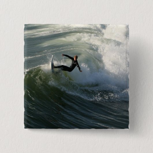 Surfer in einem Wetsuit-Button Button (Vorderseite)