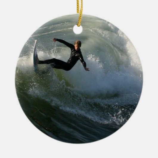 Surfer in einer Wetsuit-Verzierung Keramik Ornament (Vorne)