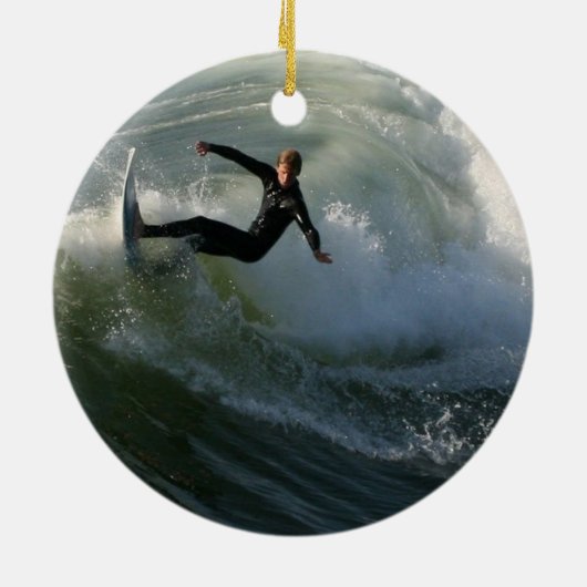 Surfer in einer Wetsuit-Verzierung Keramik Ornament (Hinten)