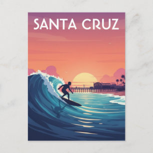 Surfer in Santa Cruz Kalifornien Reise Postkarte