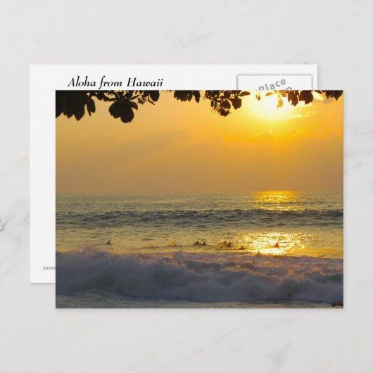 Surfer in Sunshine Reflections bei Sonnenuntergang Postkarte (Vorne/Hinten)