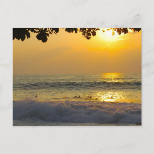 Surfer in Sunshine Reflections bei Sonnenuntergang Postkarte