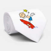 Surfer-Junge-Stickfigur Krawatte (Gerollt)