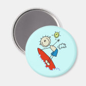 Surfer-Junge-Stickfigur Magnet (Vorderseite/Rückseite)