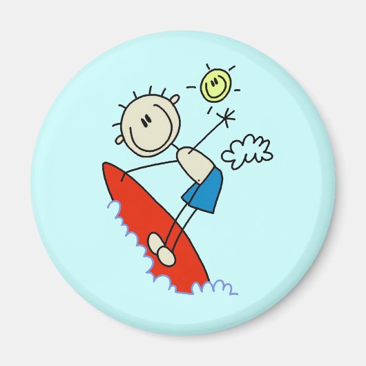Surfer-Junge-Stickfigur Magnet (Vorne)