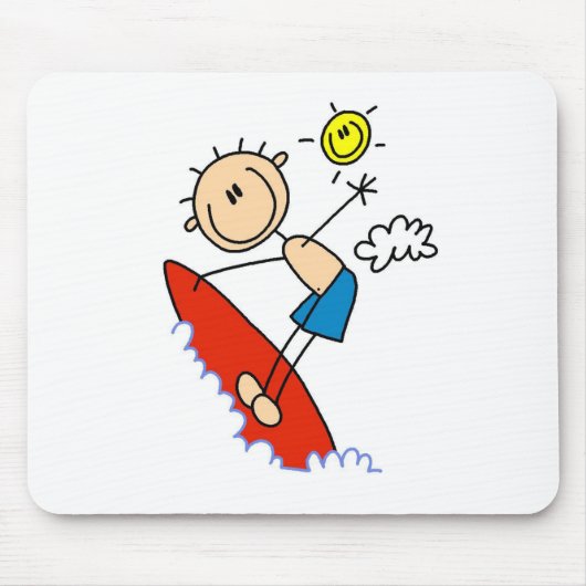 Surfer-Junge-Stickfigur Mousepad (Vorne)