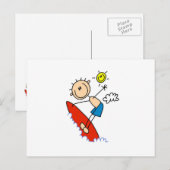Surfer-Junge-Stickfigur Postkarte (Vorne/Hinten)