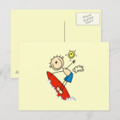 Surfer-Junge-Stickfigur Postkarte (Vorne/Hinten)