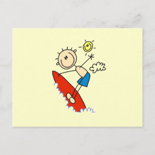 Surfer-Junge-Stickfigur Postkarte