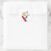 Surfer-Junge-Stickfigur Quadratischer Aufkleber (Tasche)