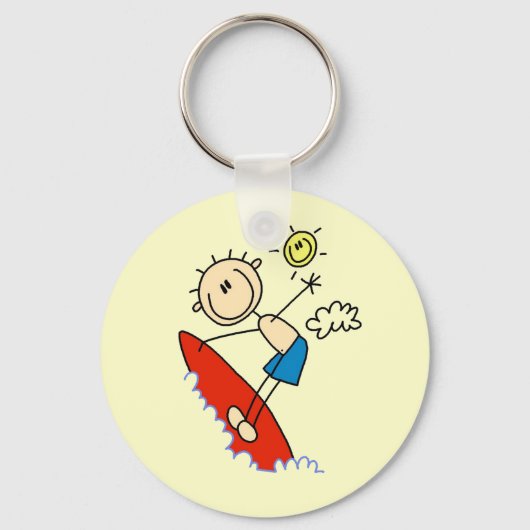 Surfer-Junge-Stickfigur Schlüsselanhänger (Vorderseite)