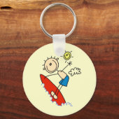 Surfer-Junge-Stickfigur Schlüsselanhänger (Vorderseite)