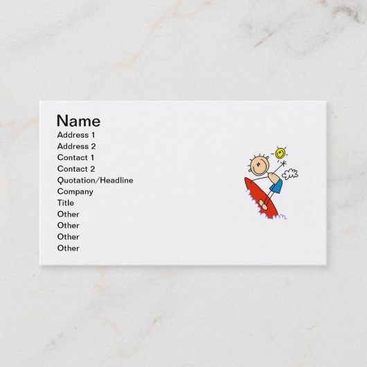 Surfer-Junge-Stickfigur Visitenkarte (Vorderseite)