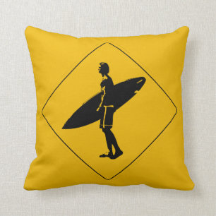 Surfer-kreuzendes Warnzeichen, San Diego Kissen
