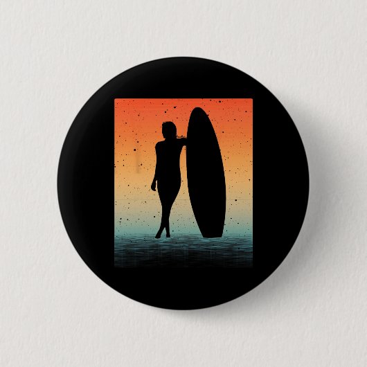Surfer-Kunst für Frauen Mädchen Surfbrett Wasser S Button (Vorderseite)