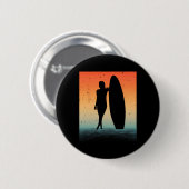 Surfer-Kunst für Frauen Mädchen Surfbrett Wasser S Button (Vorne & Hinten)
