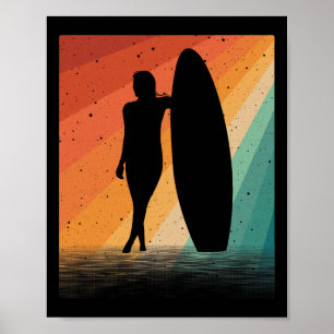 Surfer-Kunst für Frauen Mädchen Surfbrett Wasser S Poster