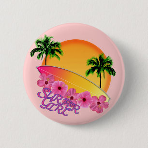 Surfer-Mädchen Button