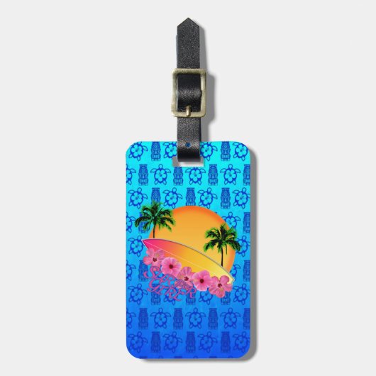 Surfer-Mädchen Gepäckanhänger (Vorderseite vertikal)