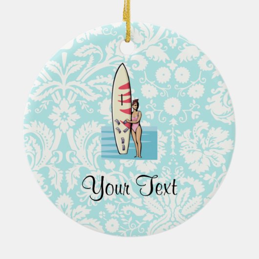 Surfer-Mädchen Keramikornament (Hinten)