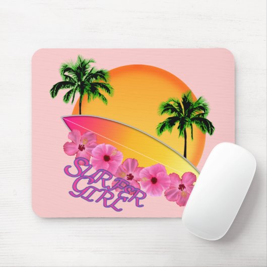 Surfer-Mädchen Mousepad (Mit Mouse)