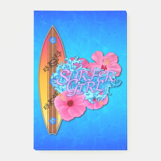 Surfer-Mädchen Post-it Klebezettel (Vorderseite)