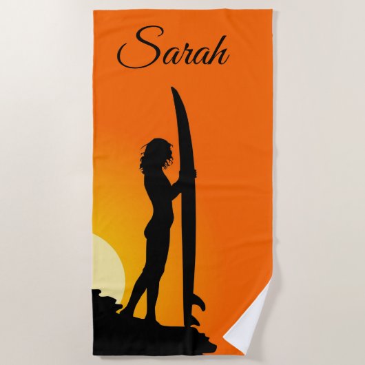 Surfer-Mädchen Strandtuch (Vorderseite)