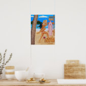 SURFER-MÄDCHEN STREITEN SICH POSTER (Küche)